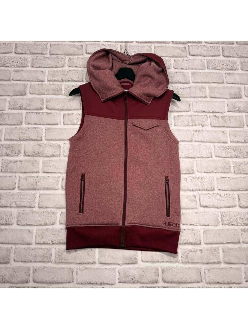 Burton Hooded Vest Red Burgundy Women's S Quilted Snowboard Ski